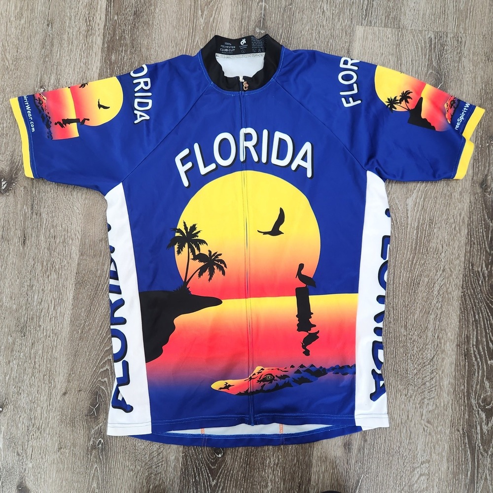 Champion System Florida Cycling Jersey Mens Large Blue Sunset Club Cut Full Zip